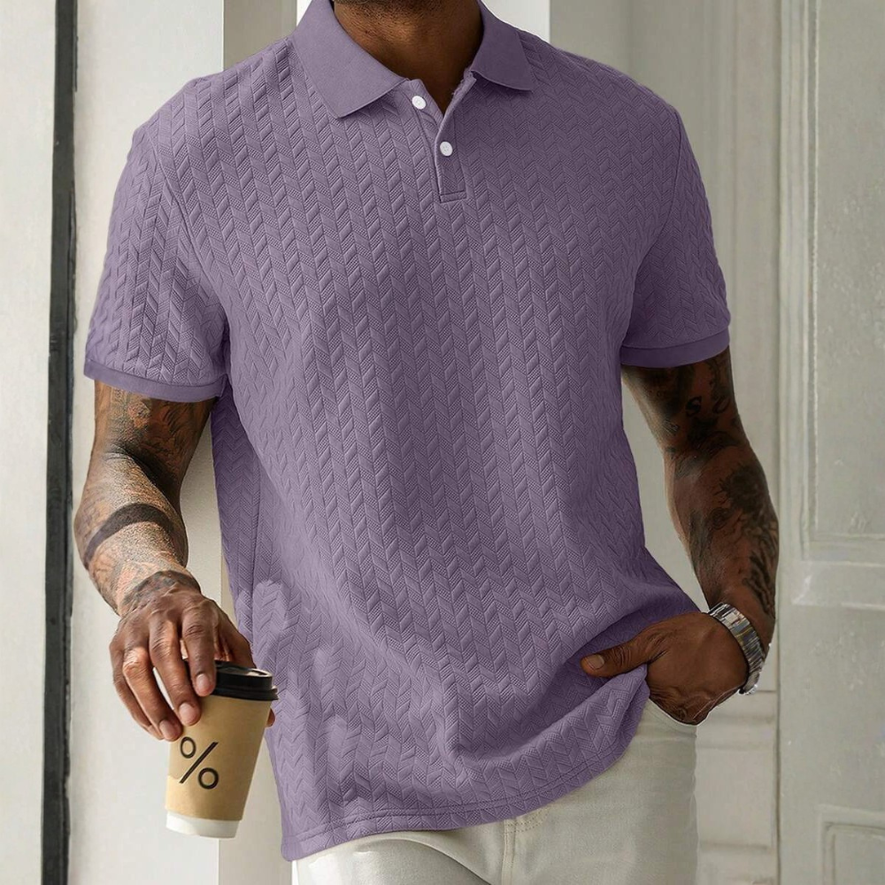 Textured Short Sleeve Polo Shirt For Men