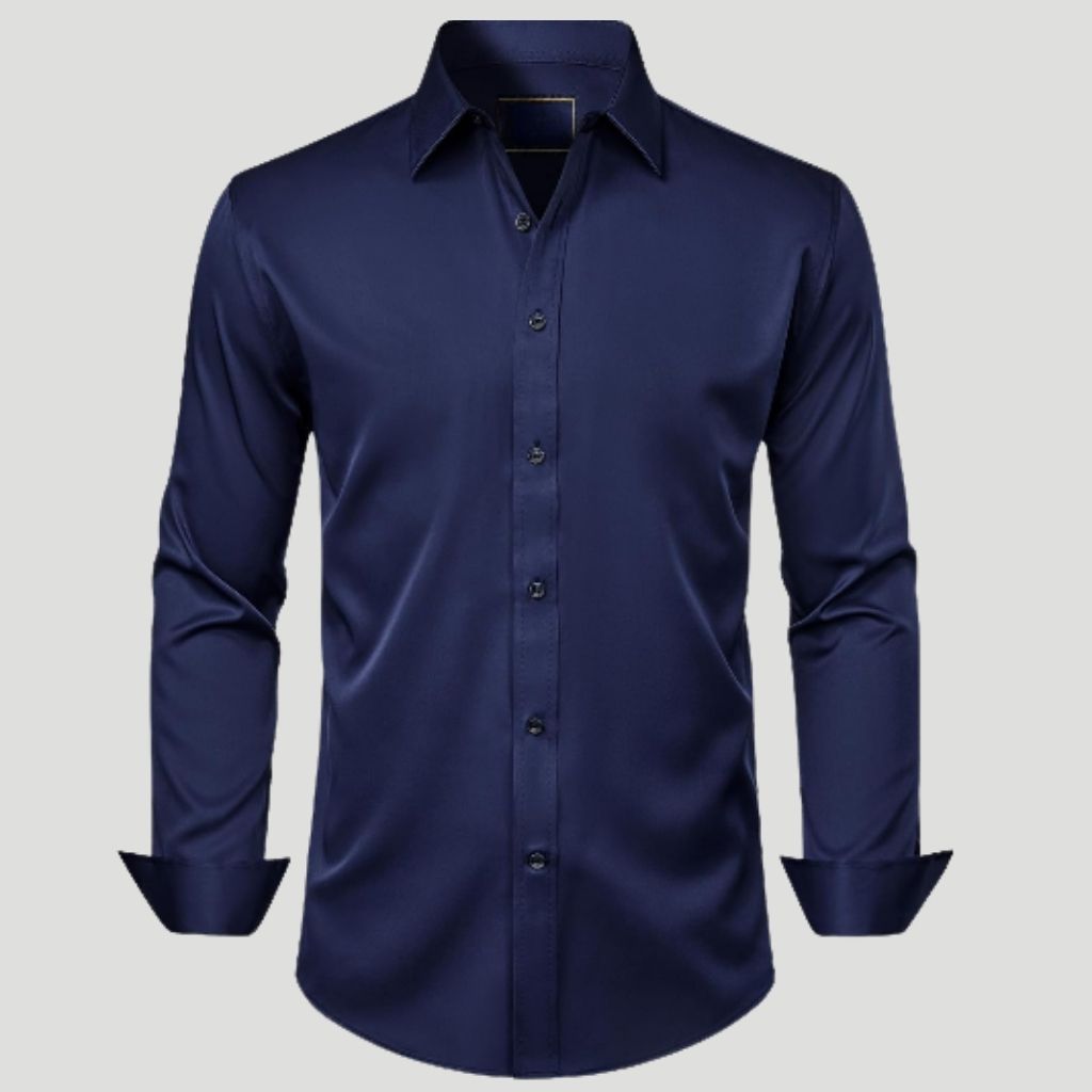 Men Dress Shirt Solid Long Sleeve Wrinkle