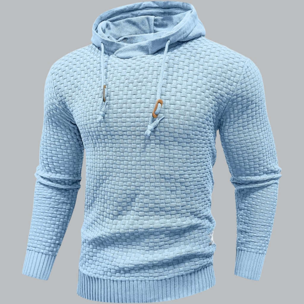 Mens Long Sleeve Solid Knitted Hoodie