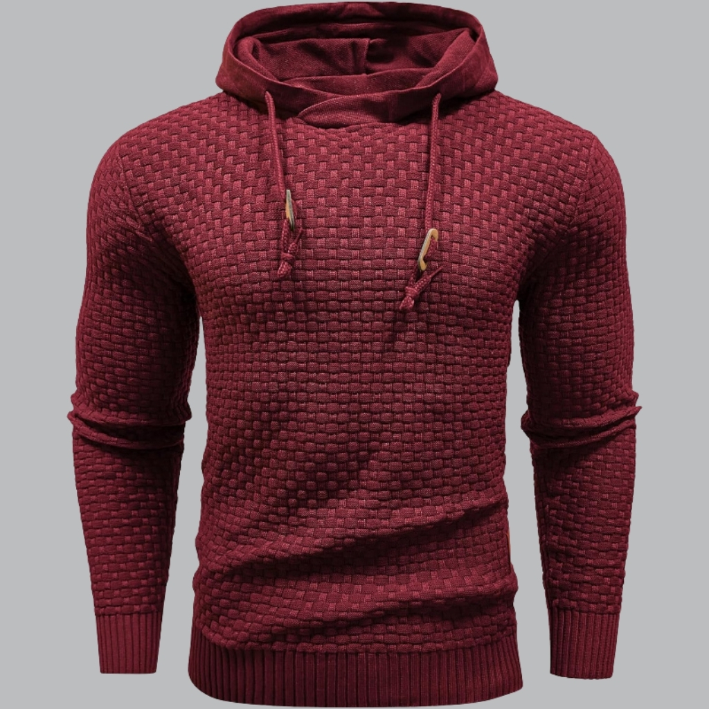 Mens Long Sleeve Solid Knitted Hoodie