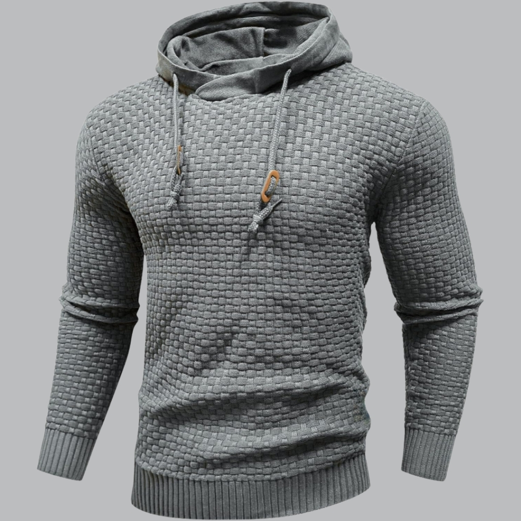 Mens Long Sleeve Solid Knitted Hoodie