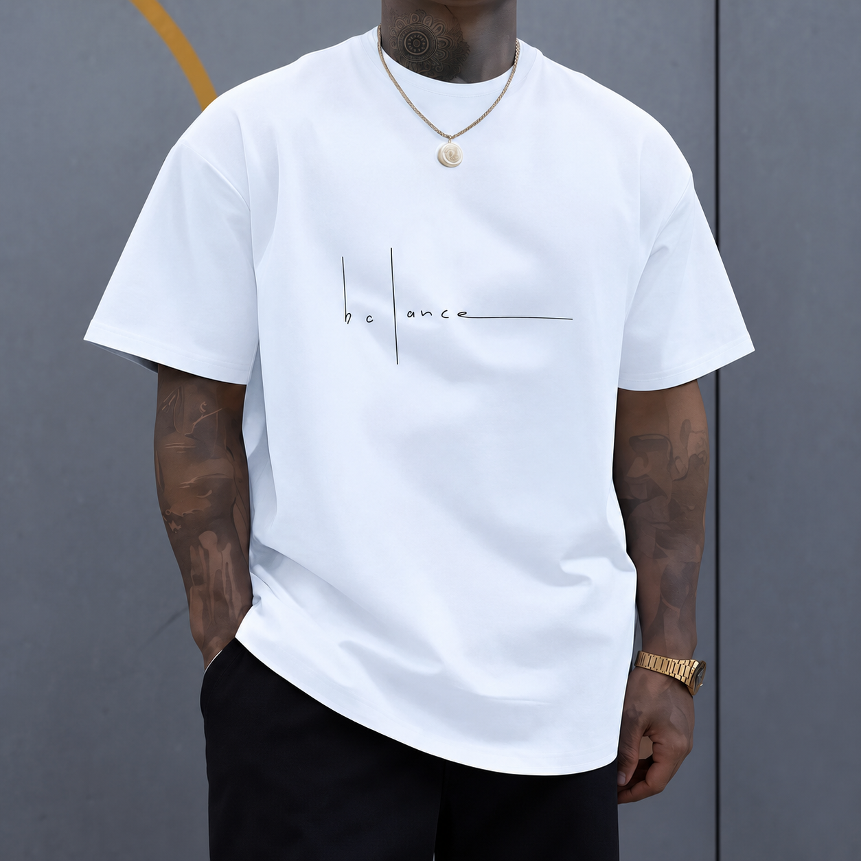 Minimalist Letter Line Print Plus Size Casual Tee For Men