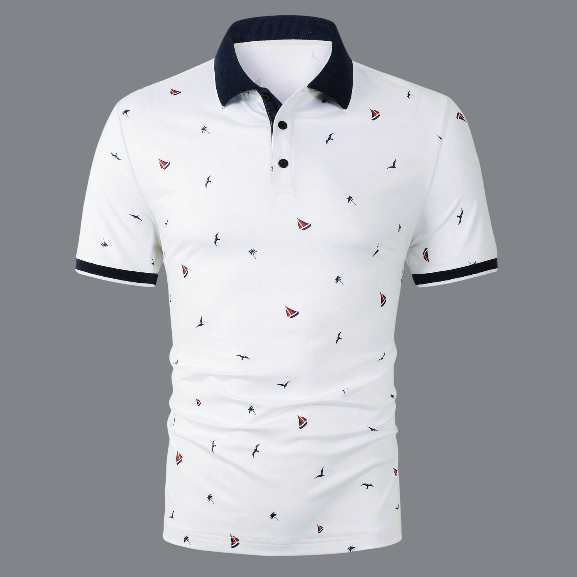 Nautical Print Polo Shirt For Men