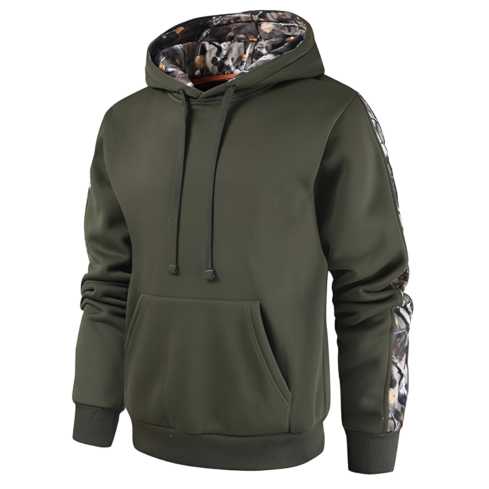 Men Camo Outfitter Fleece Hoodie Pullover Long Sleeve Casual Sweatshirt with Pocket