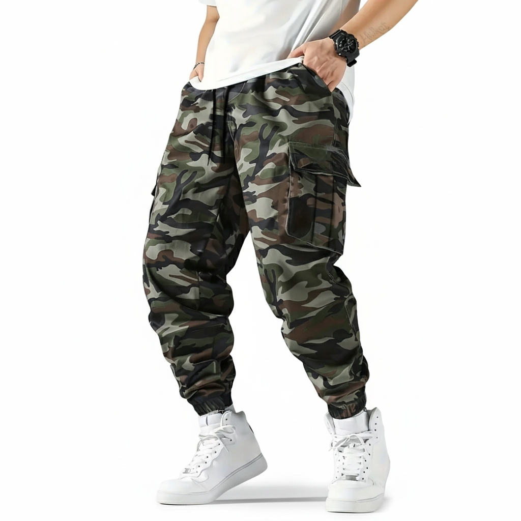 Outdoor Cargo Pants With Camouflage Pattern And Multiple Pockets For Men