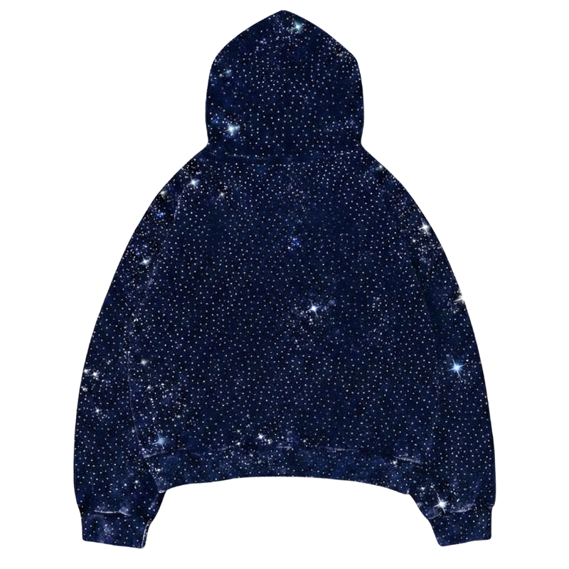 Oversized Long Sleeve Hoodie With Glitter For Men