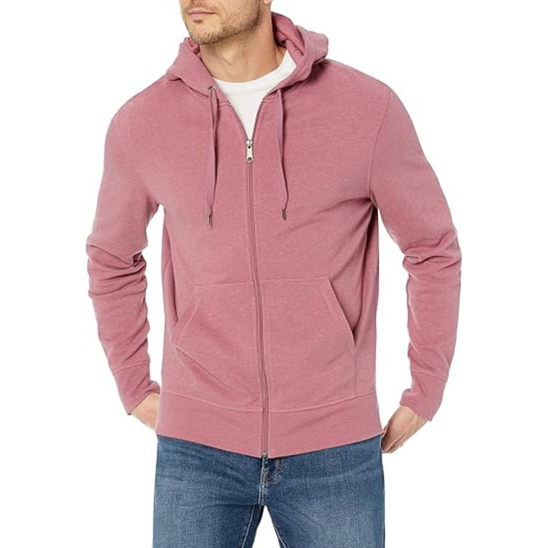 Men Lightweight French Terry Full-Zip Hooded Sweatshirt