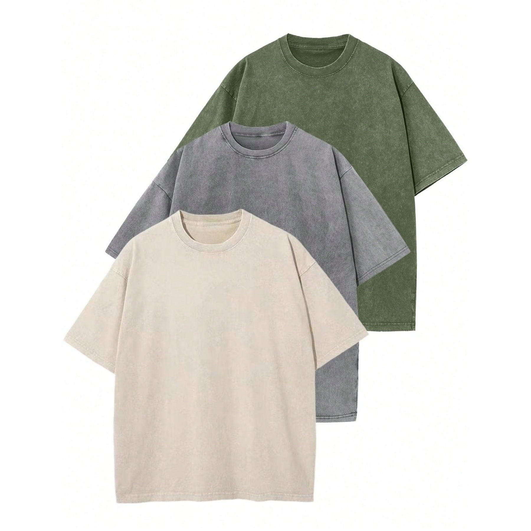 Pack Of 3 Heavyweight Solid Color Retro T Shirt