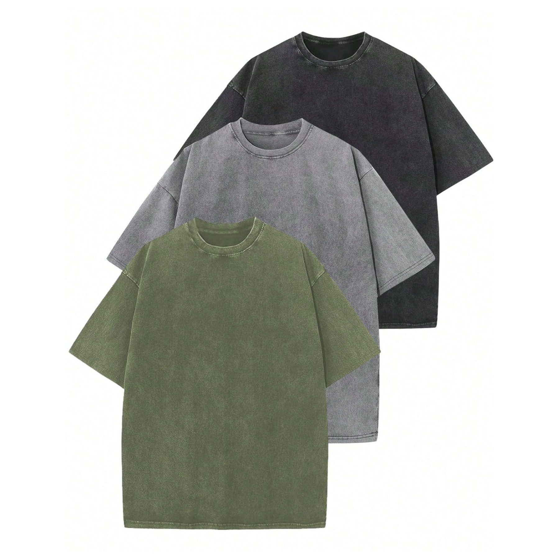 Pack Of 3 Heavyweight Solid Color Retro T Shirt