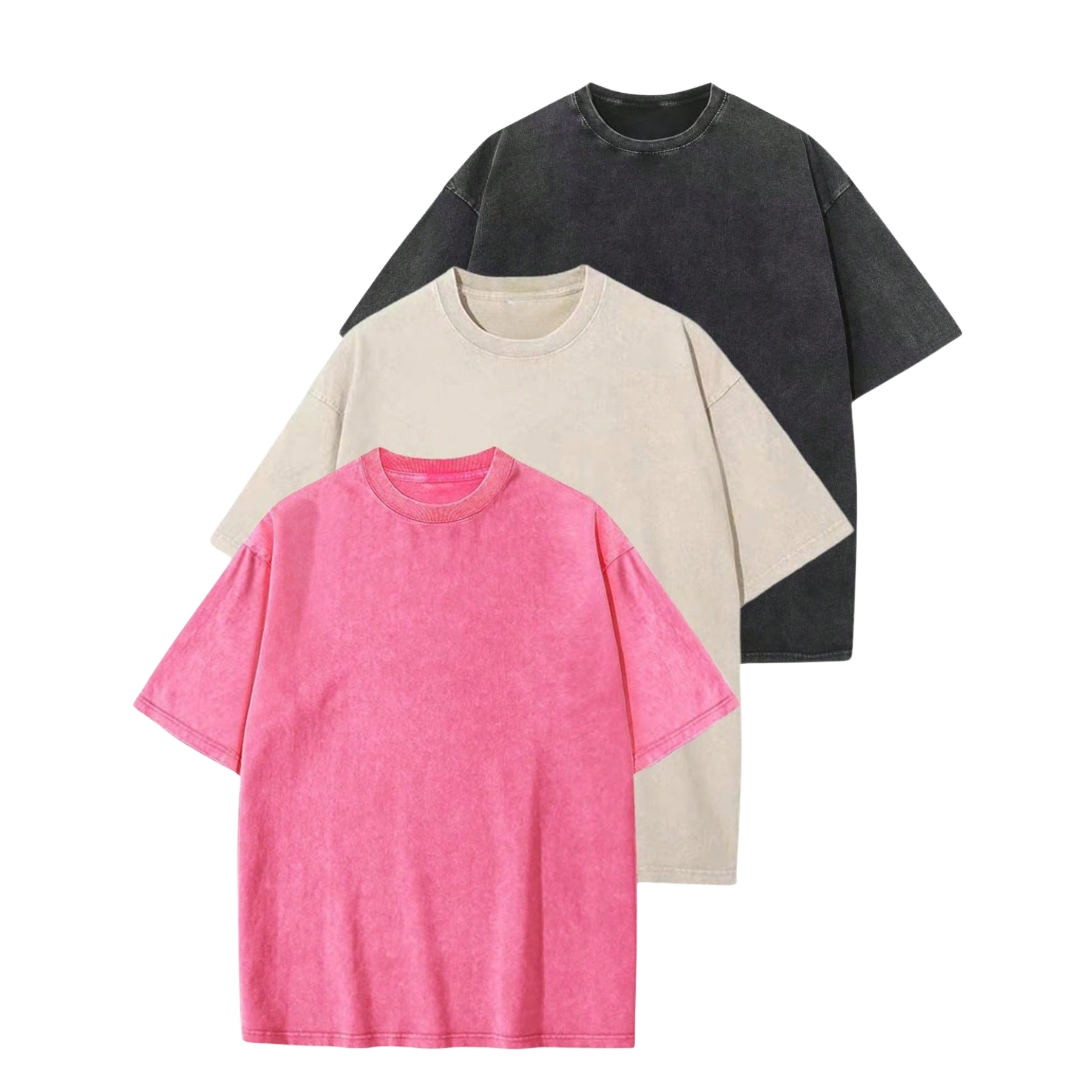 Pack Of 3 Heavyweight Solid Color Retro T Shirt