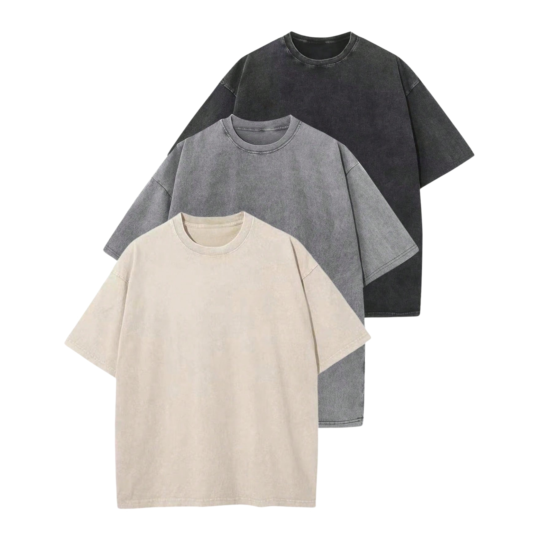 Pack Of 3 Heavyweight Solid Color Retro T Shirt
