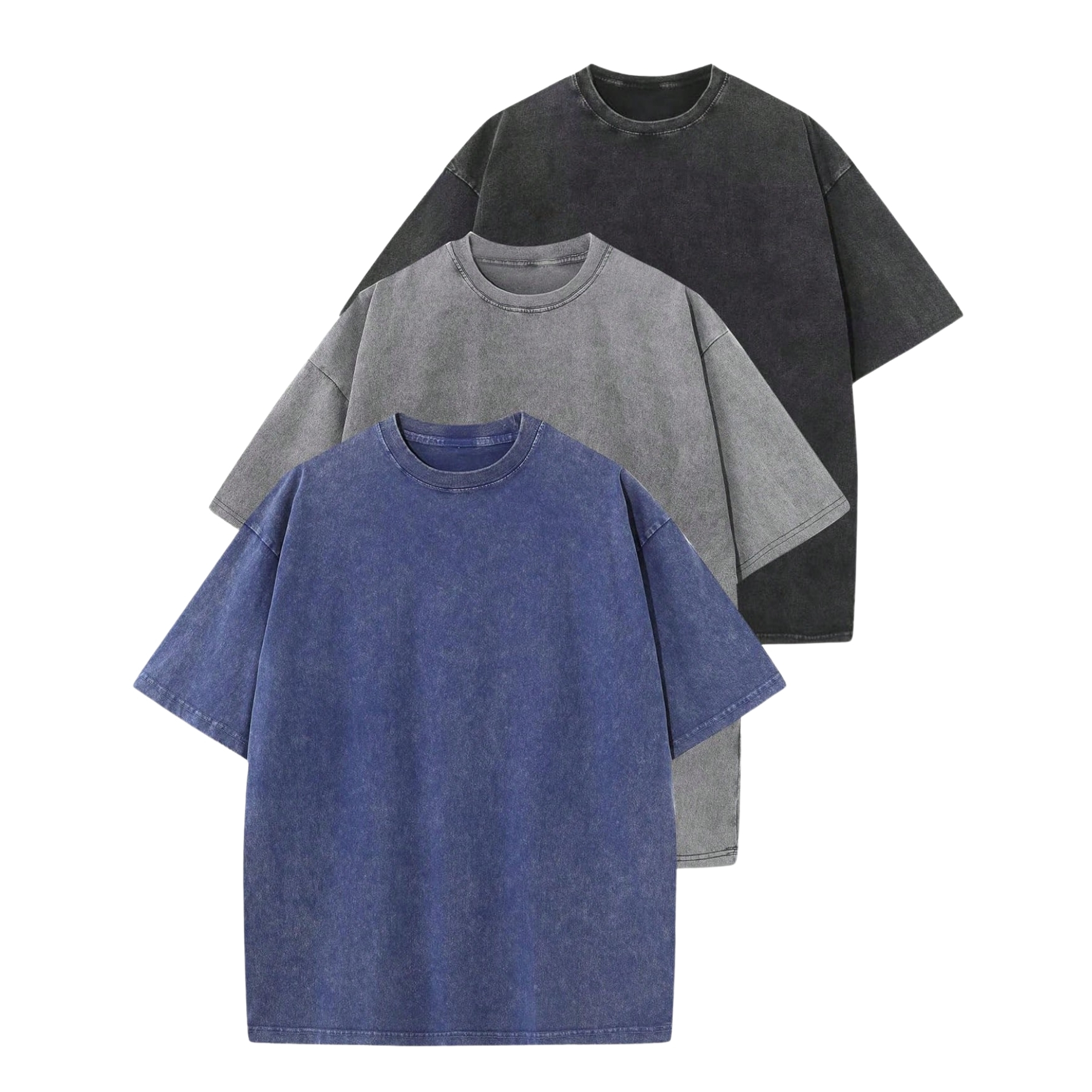 Pack Of 3 Heavyweight Solid Color Retro T Shirt