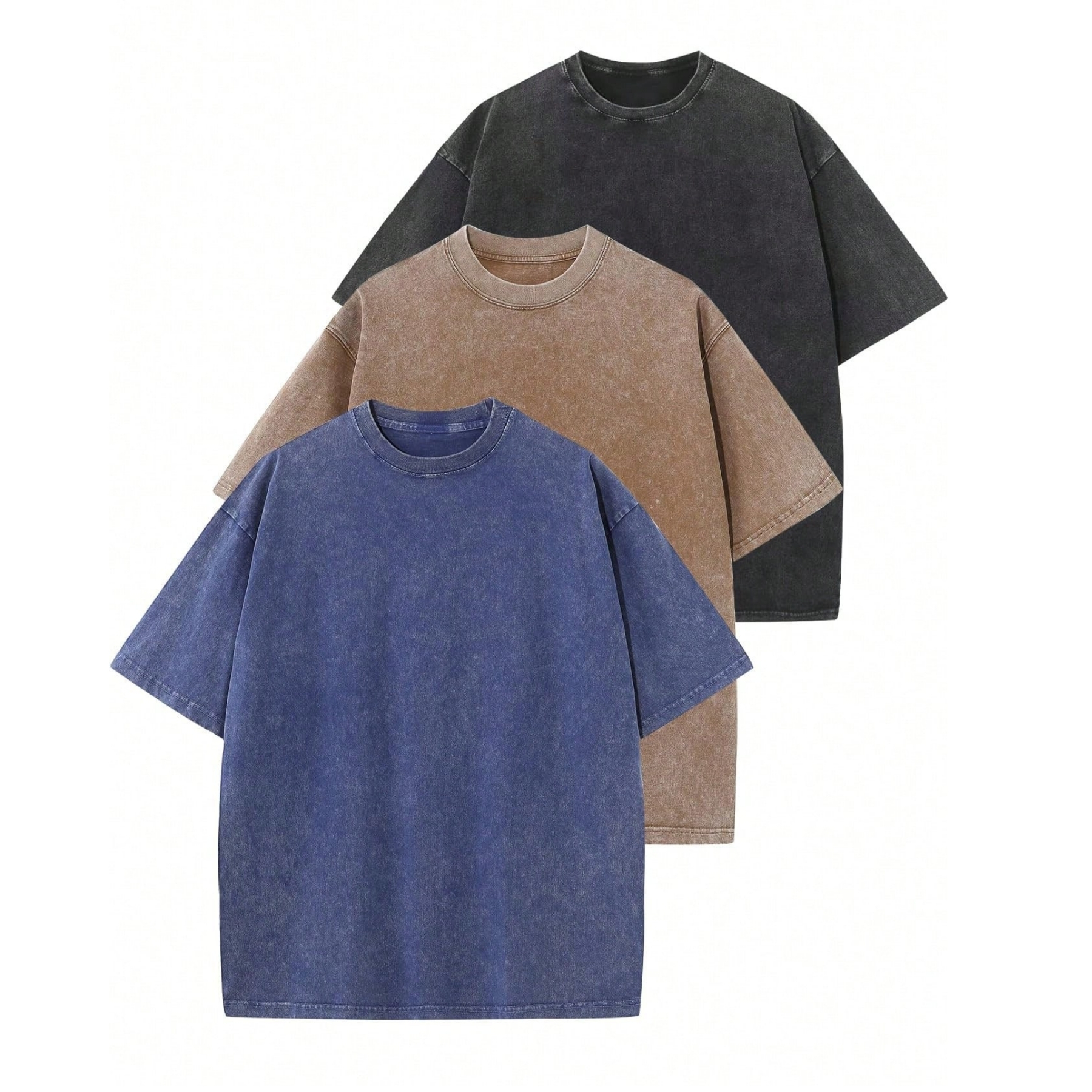 Pack Of 3 Heavyweight Solid Color Retro T Shirt