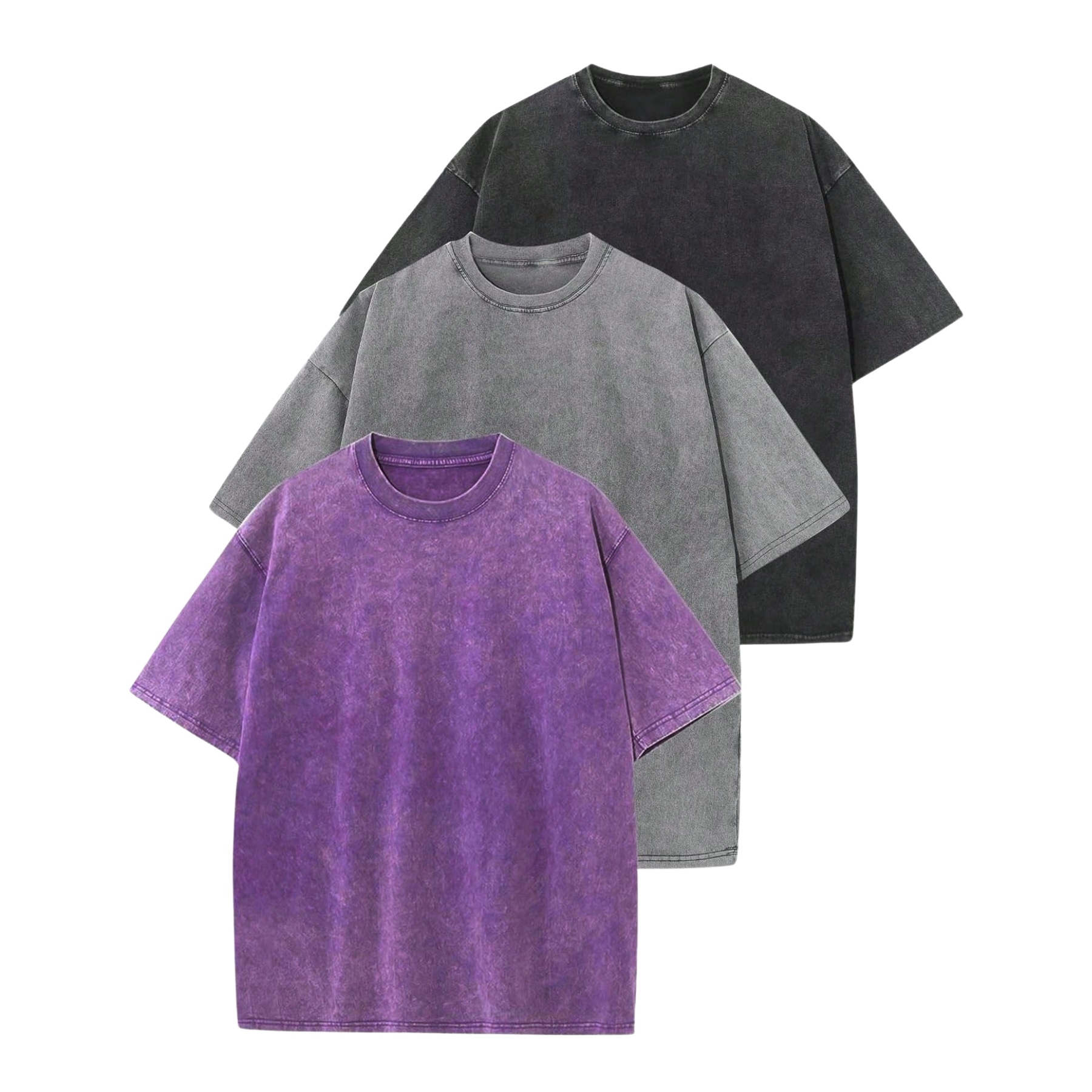 Pack Of 3 Heavyweight Solid Color Retro T Shirt