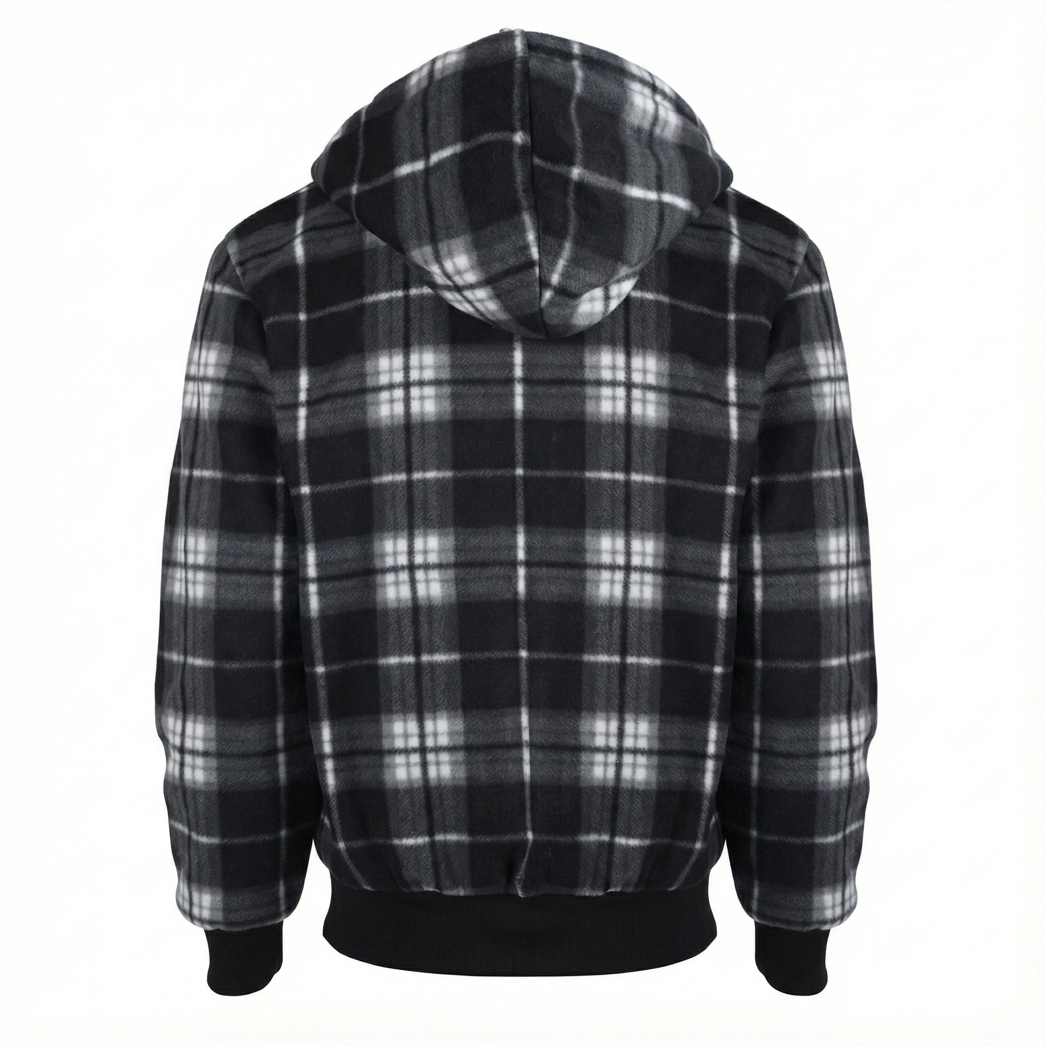 Plaid Sherpa Lined Zip Up Winter Jacket For Men