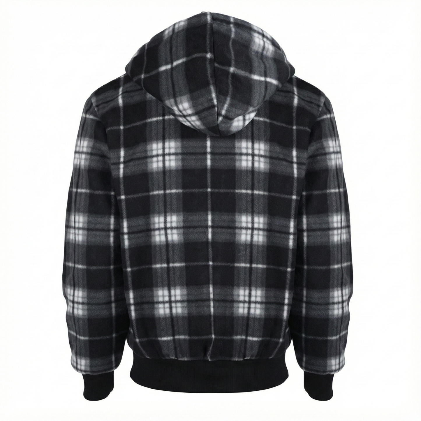 Plaid Sherpa Lined Zip Up Winter Jacket For Men