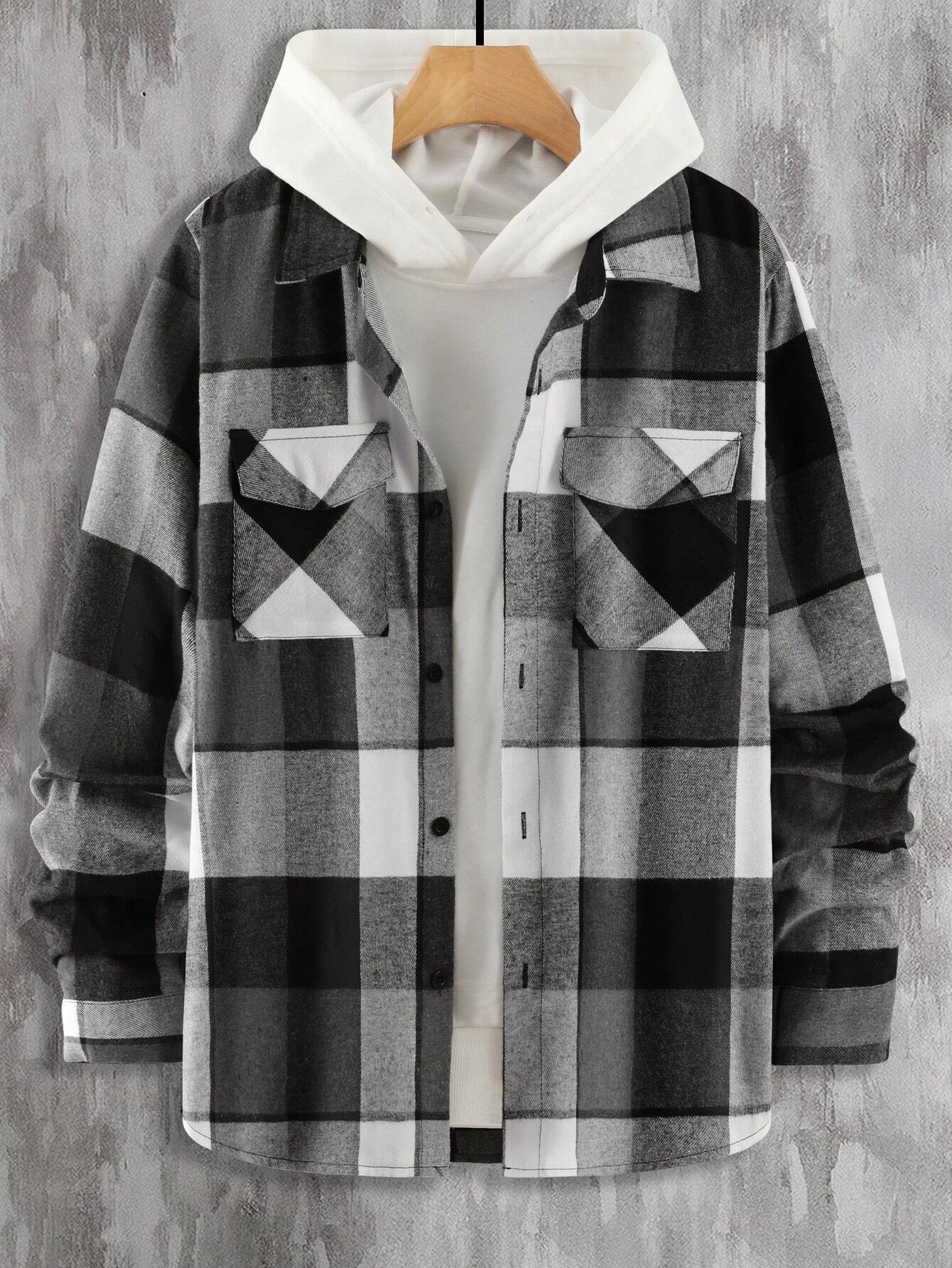 Plaid Print Flap Pocket Shirt