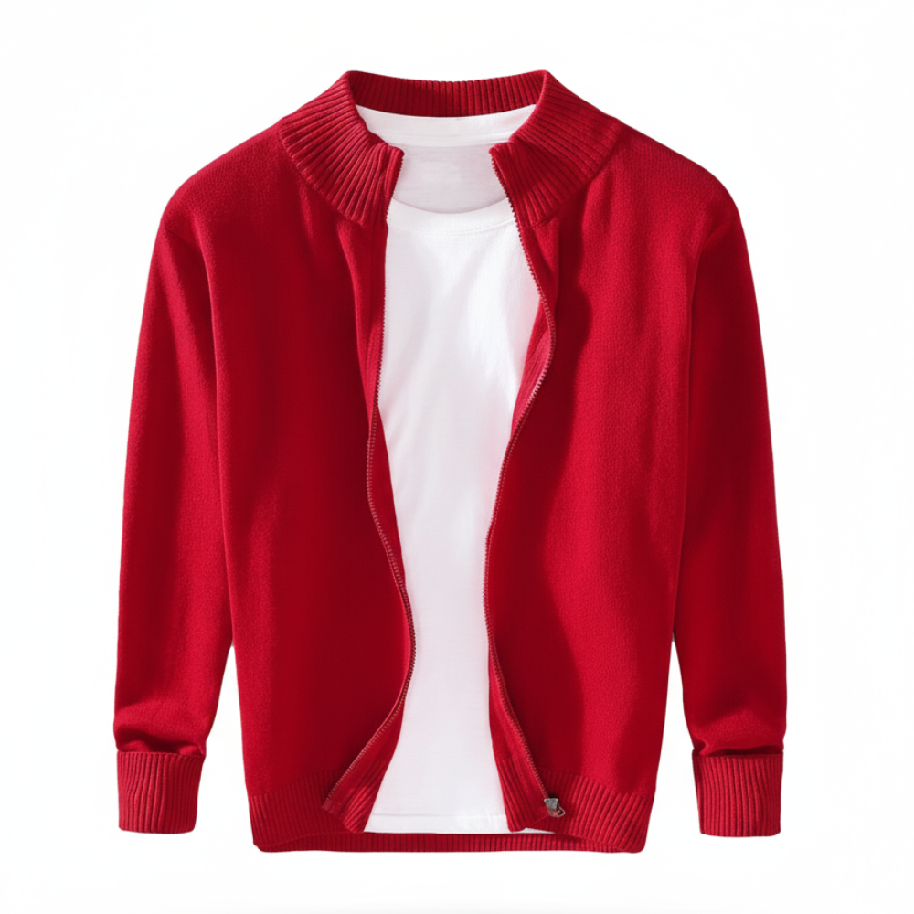 Zipper Ribbed Hem Design Long Sleeve Jacket For Men