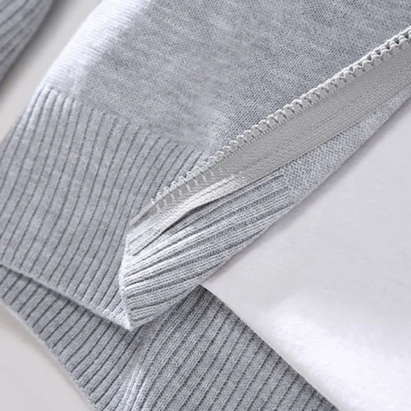 Zipper Ribbed Hem Design Long Sleeve Jacket For Men