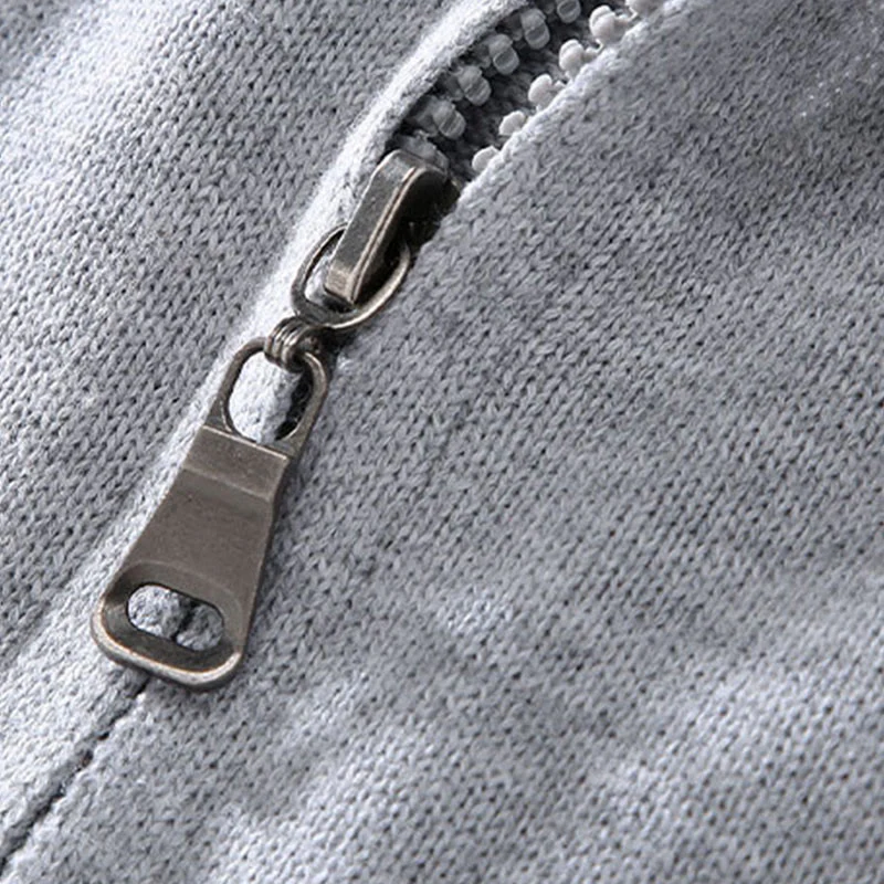 Zipper Ribbed Hem Design Long Sleeve Jacket For Men