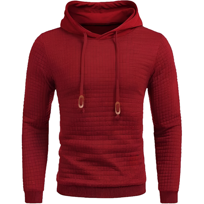 Waffle Knit Pullover Hoodie For Men