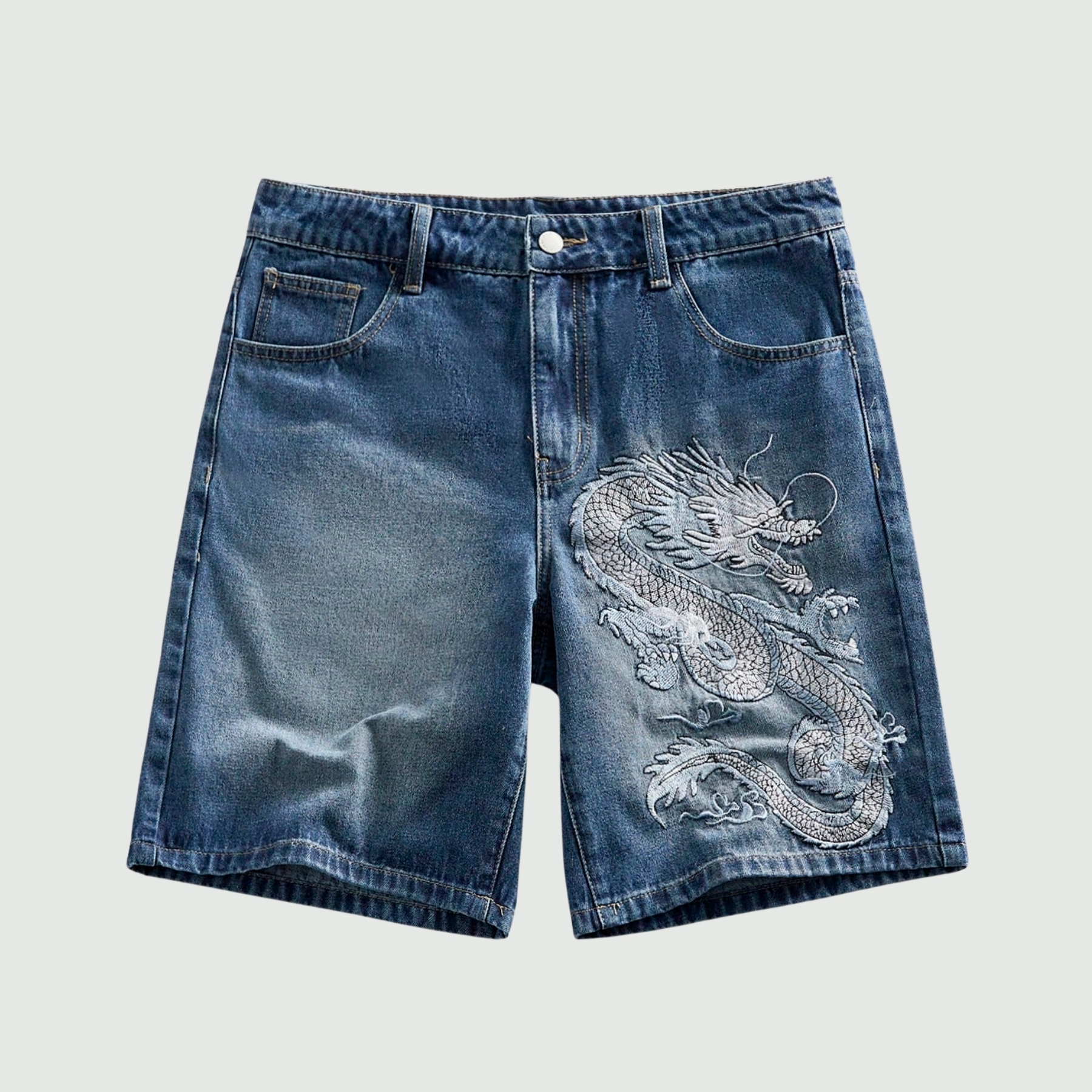 Rhinestone Denim Shorts With Raw Hem And Pockets For Men