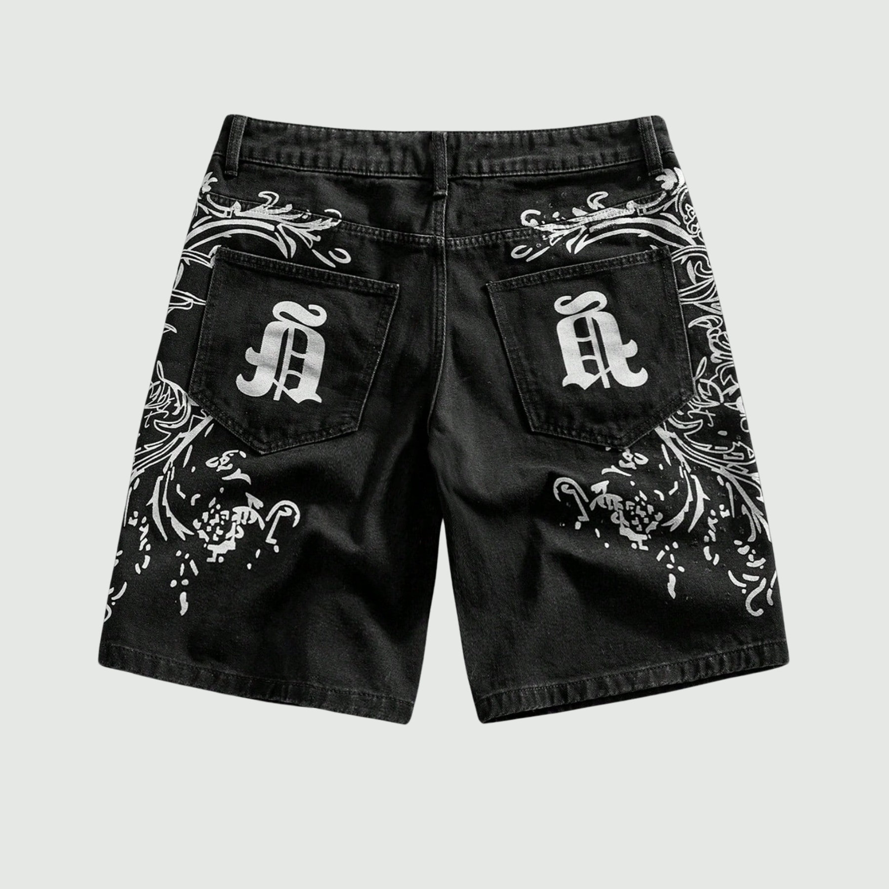 Rhinestone Denim Shorts With Raw Hem And Pockets For Men