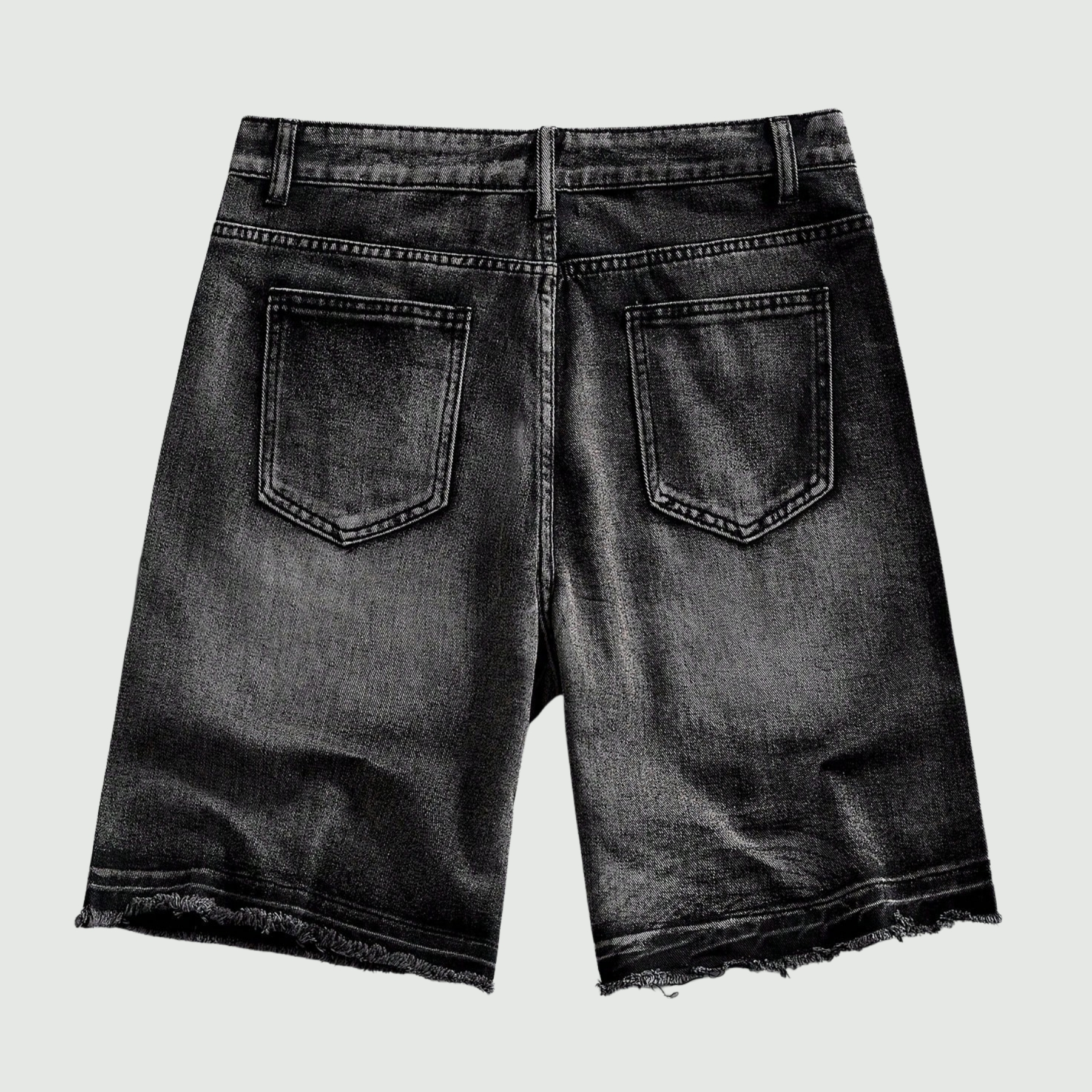 Rhinestone Denim Shorts With Raw Hem And Pockets For Men
