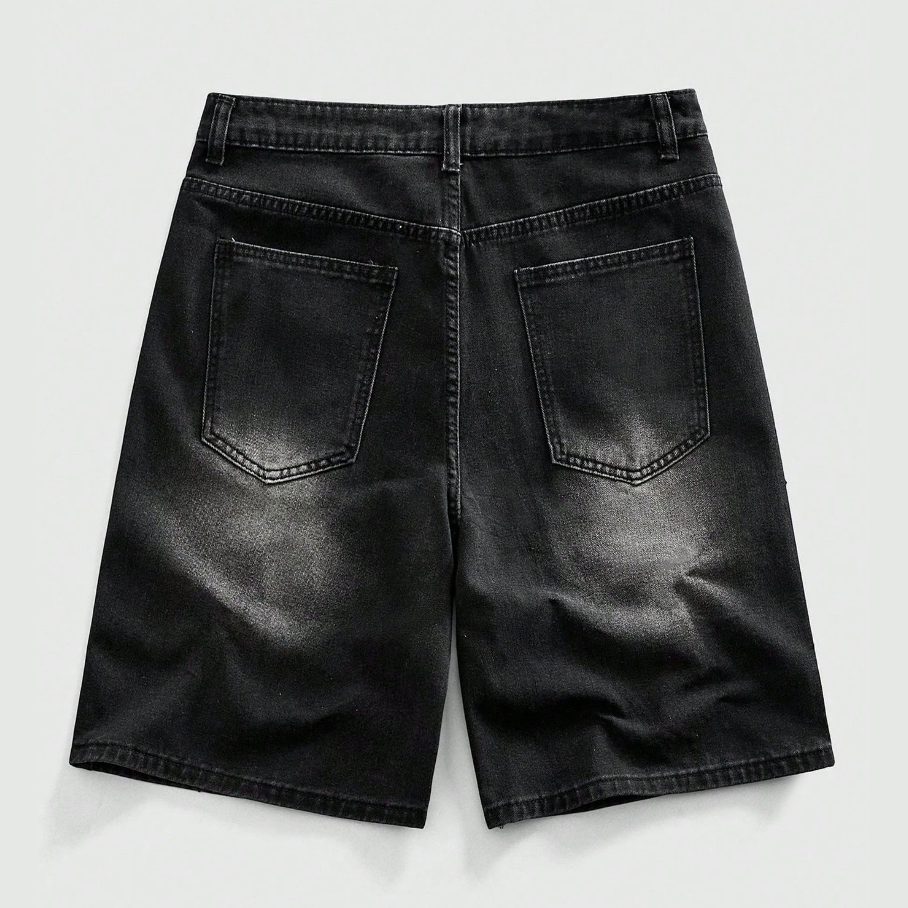 Rhinestone Denim Shorts With Raw Hem And Pockets For Men