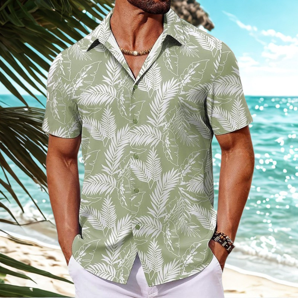 Floral Short Sleeve Button Front Hawaiian Shirt For Men