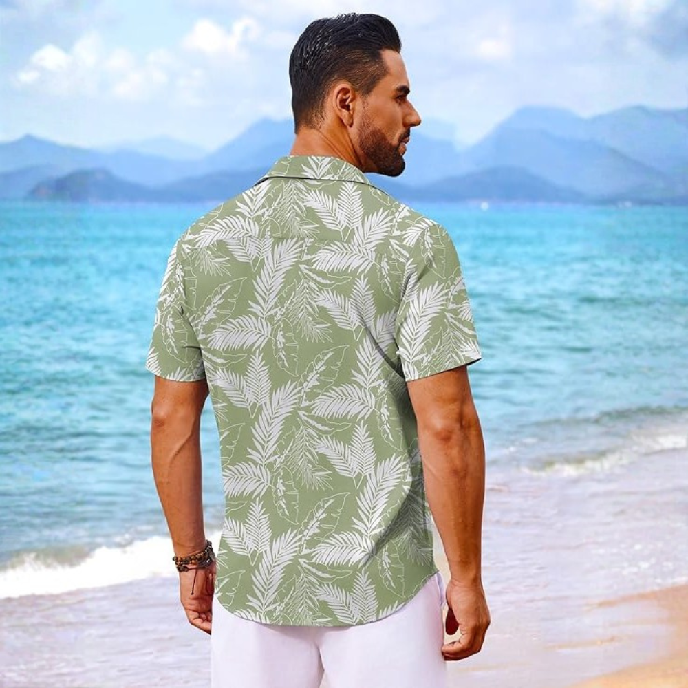 Floral Short Sleeve Button Front Hawaiian Shirt For Men