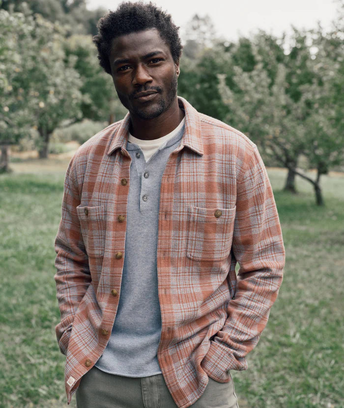 Stretch Twill Plaid Button Up Shirt With Pockets