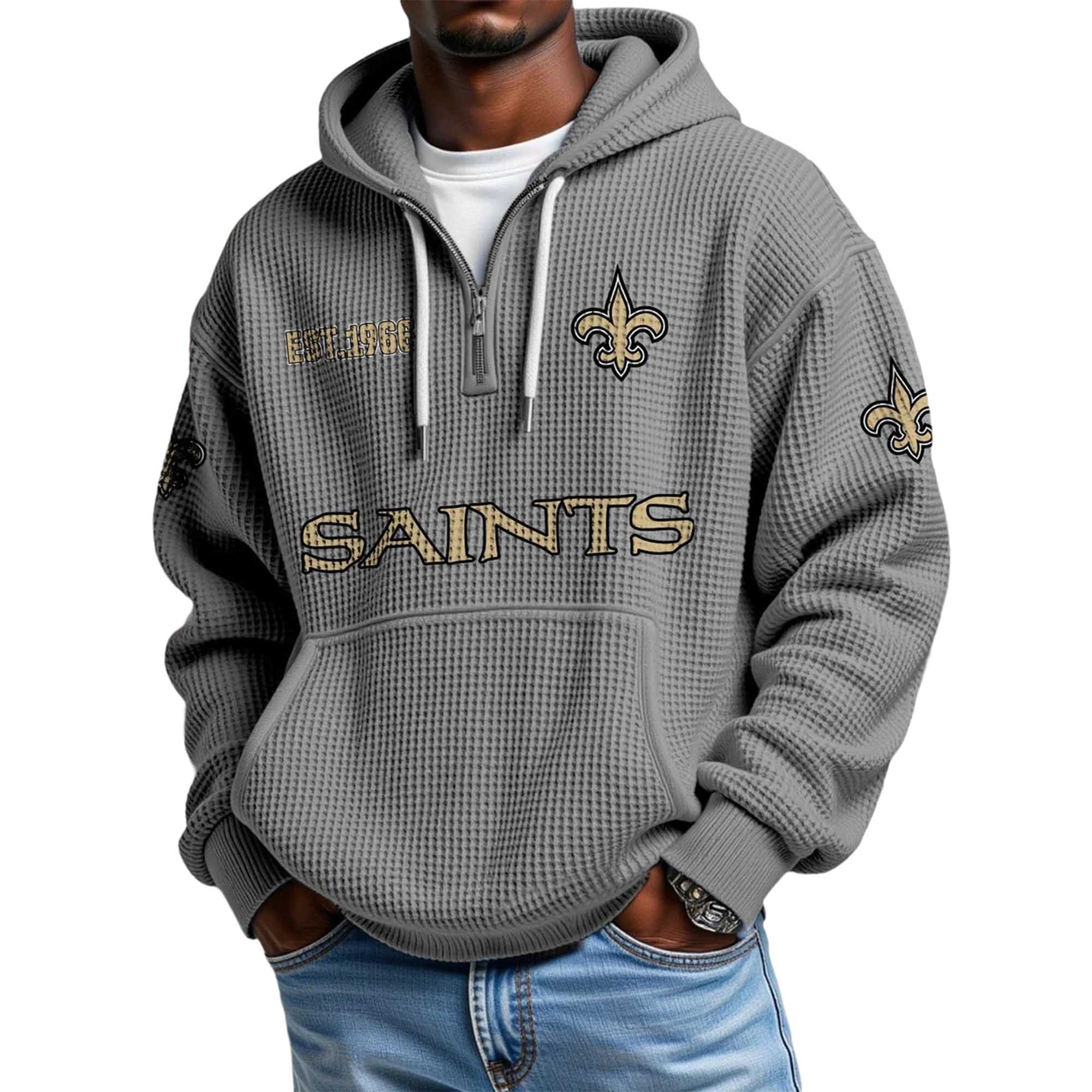 Saints Waffle Quarter Zip Hoodie