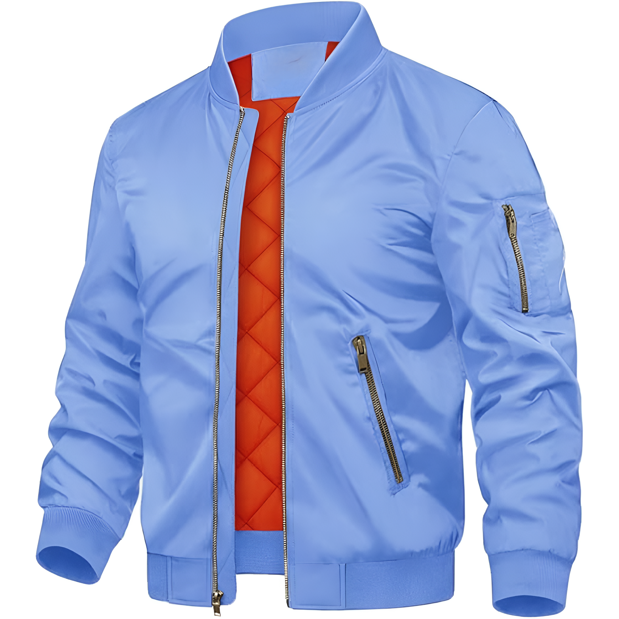 Full Zip Lightweight Bomber Jacket For Men