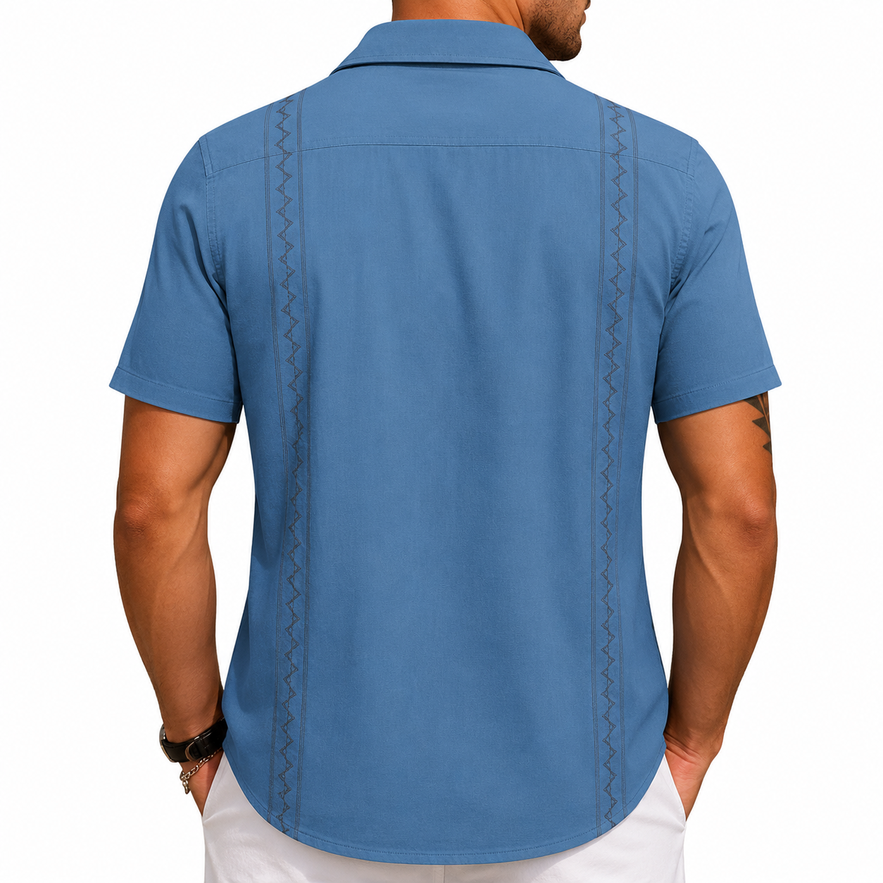 Short Sleeve Cuban Guayabera Beach Shirt For Men
