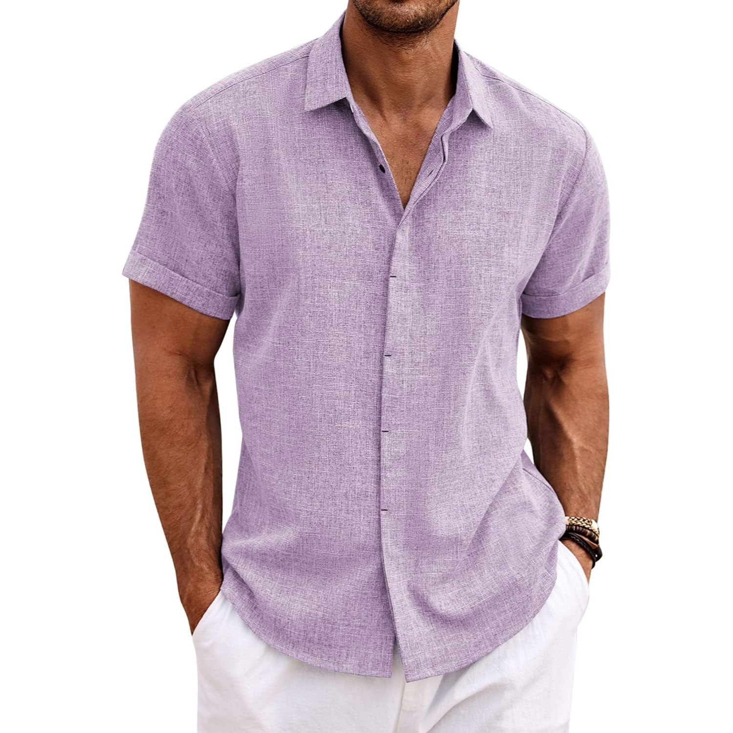 Short Sleeve Linen Shirt Button Down Casual Summer Wear