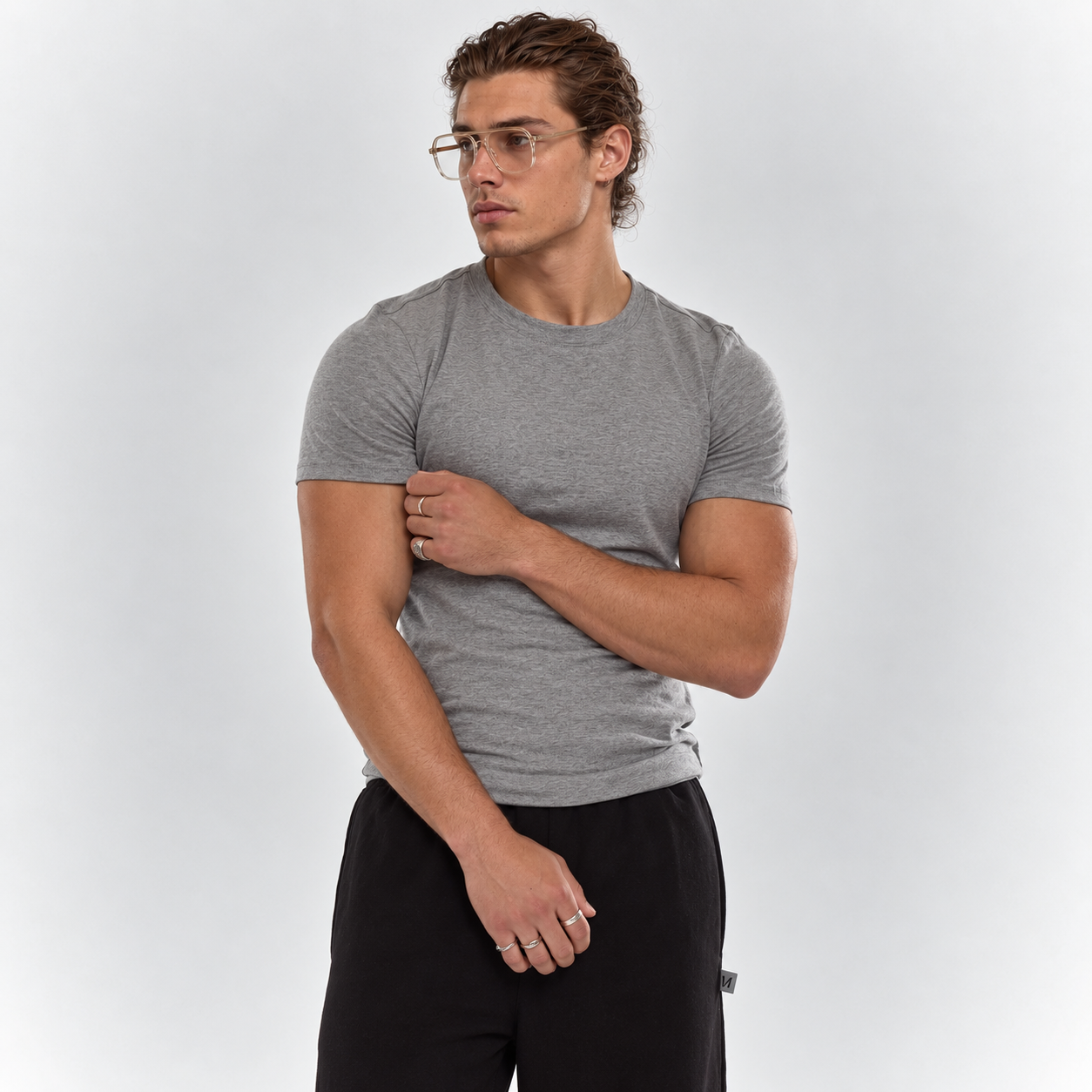 Slim Fit Short Sleeve Round Collar Plain T Shirt For Men
