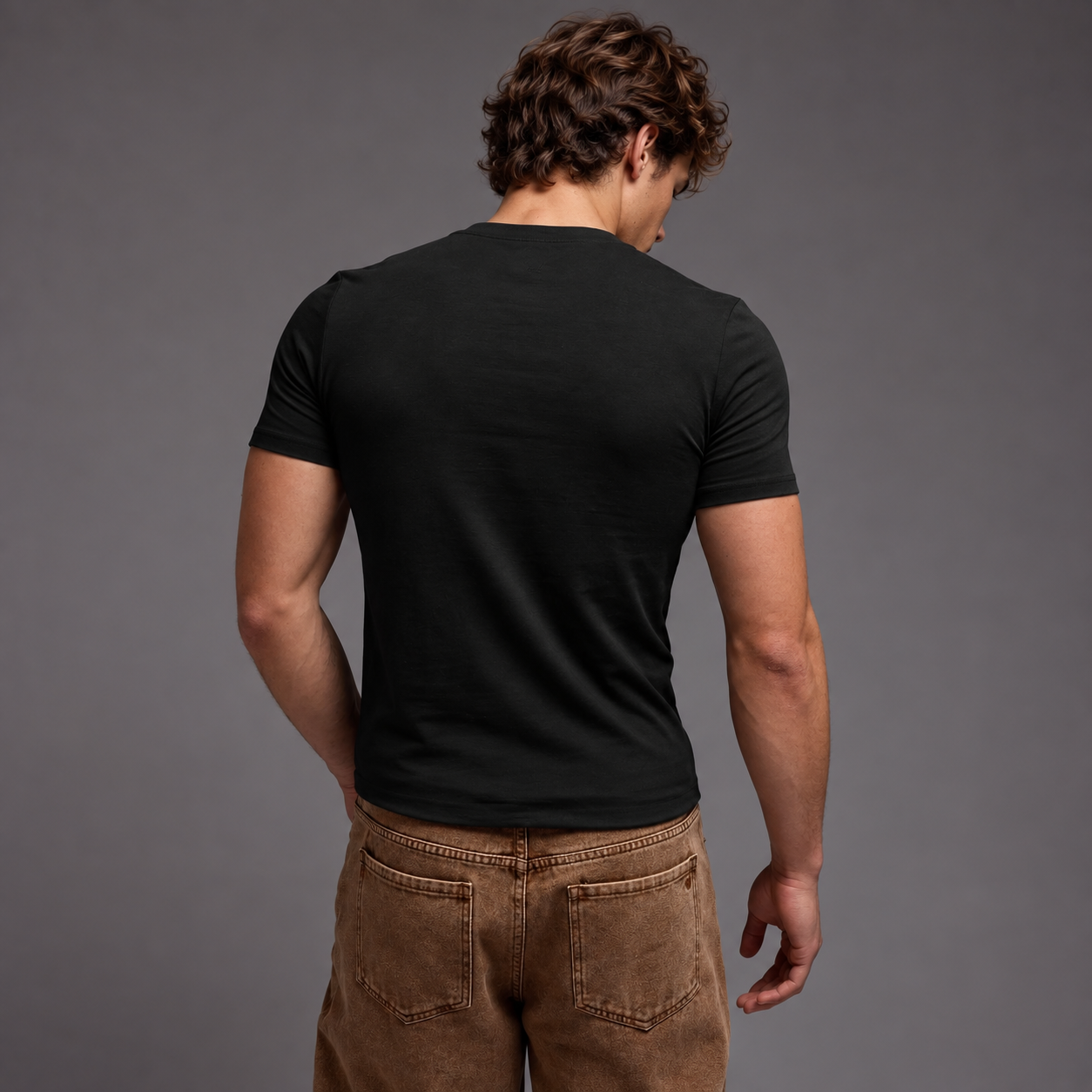 Slim Fit Short Sleeve Round Collar Plain T Shirt For Men
