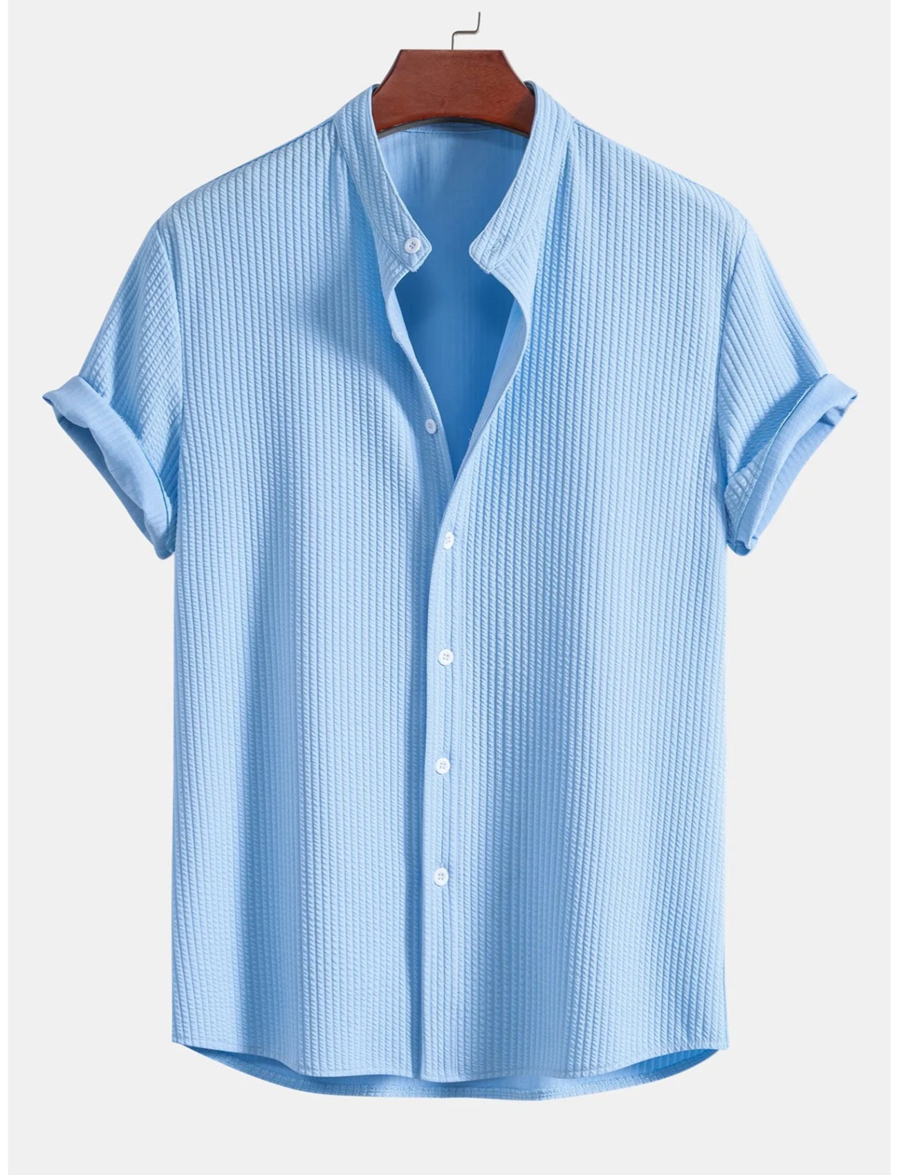 Slim Fit Ribbed Stand Collar Shirt – Shirts In Style