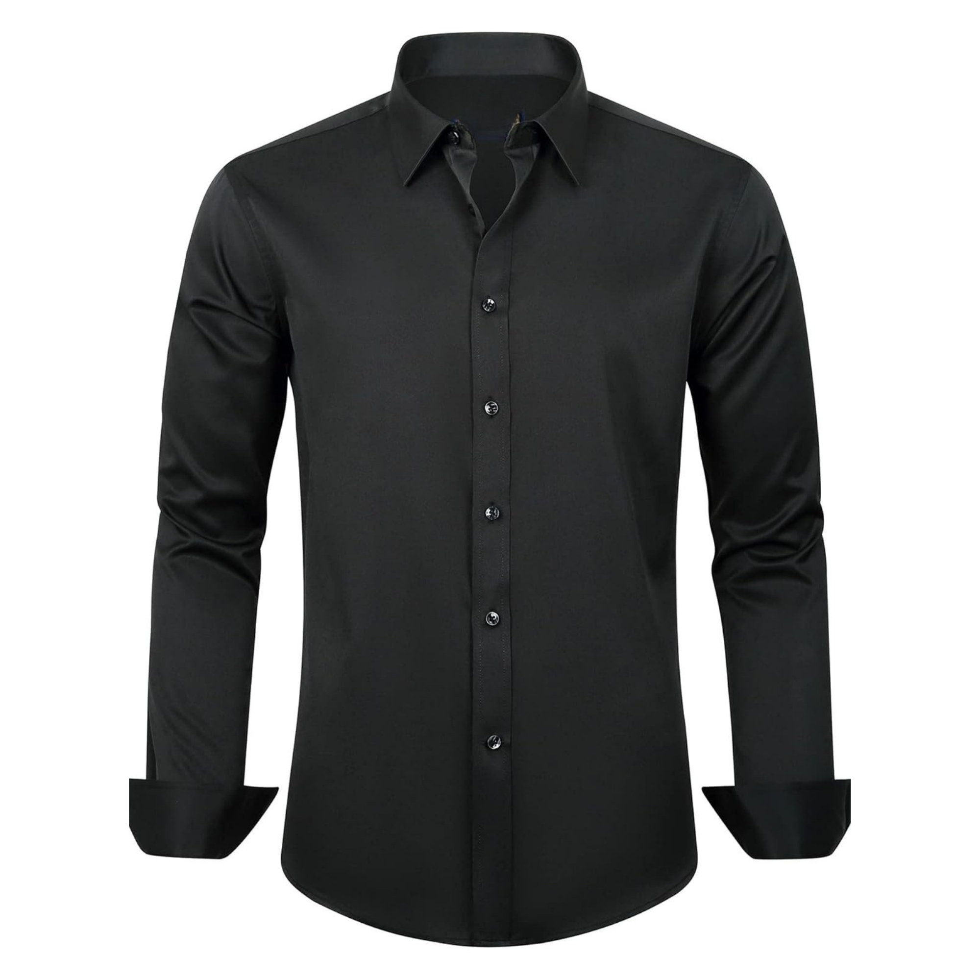 Solid Long Sleeve Shirt Stretch Wrinkle Free Formal Style