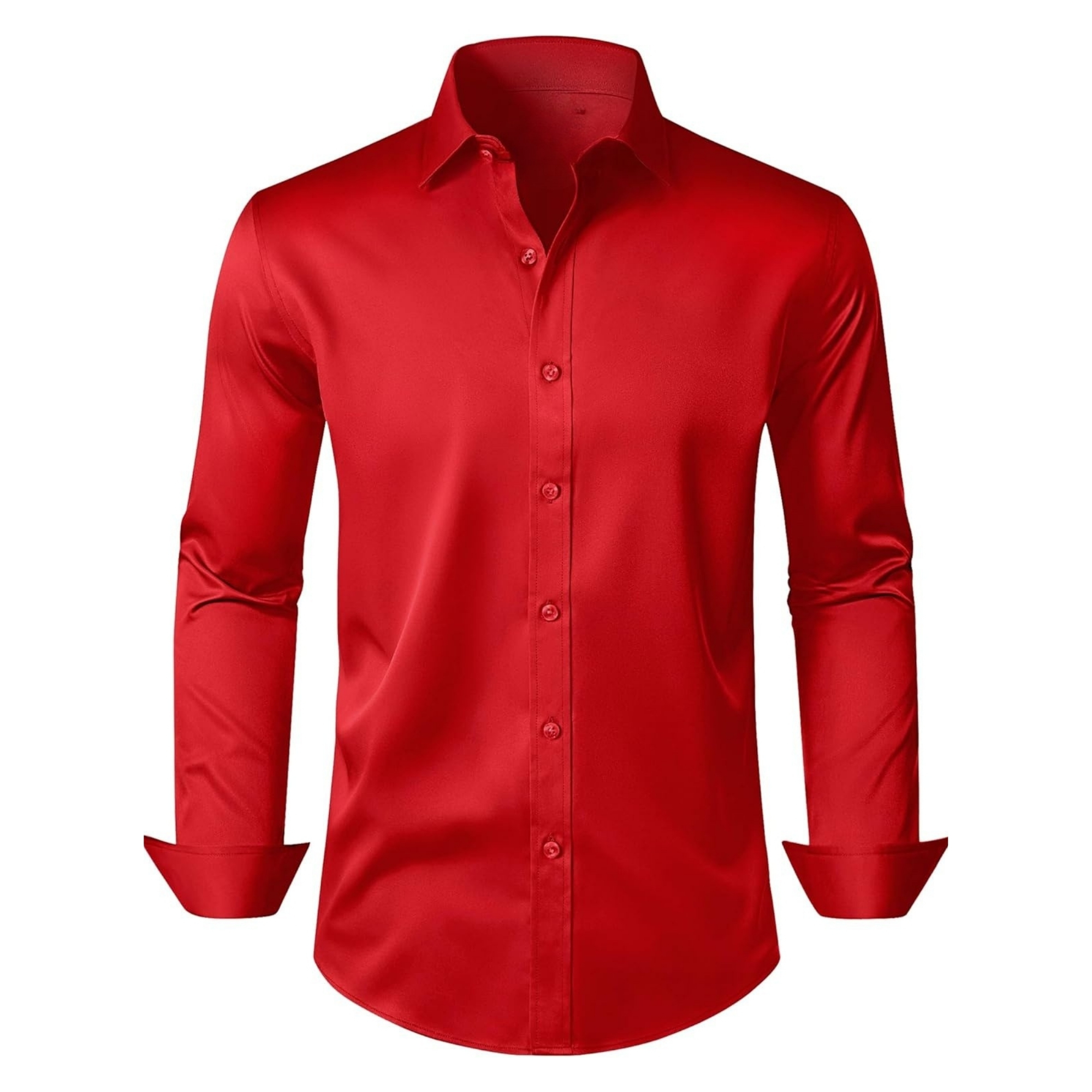 Solid Long Sleeve Shirt Stretch Wrinkle Free Formal Style