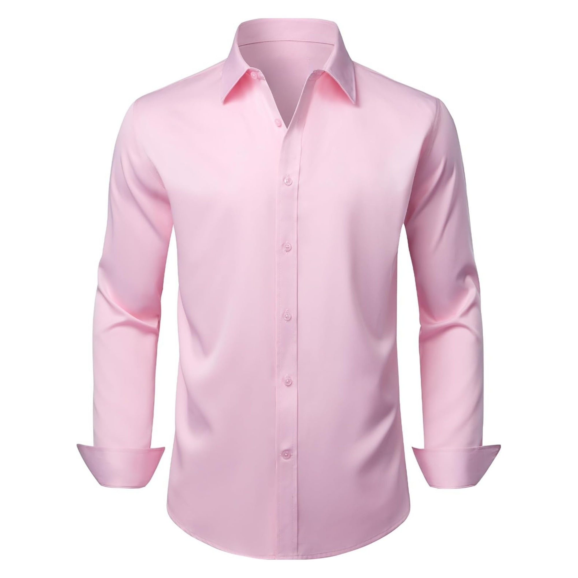Solid Long Sleeve Shirt Stretch Wrinkle Free Formal Style