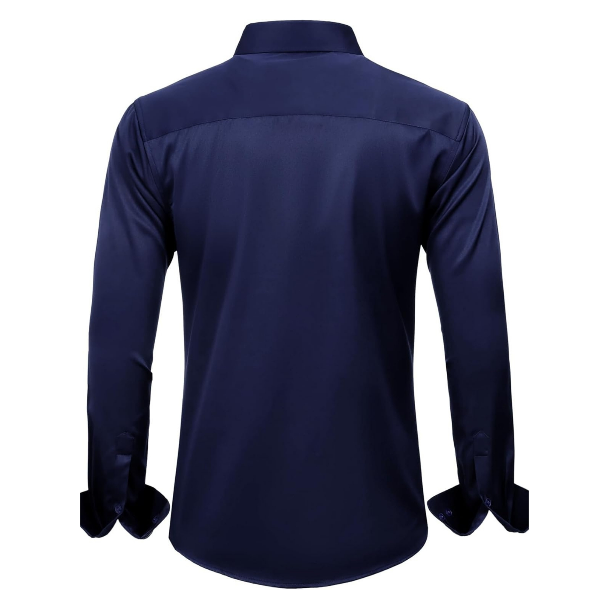 Solid Long Sleeve Shirt Stretch Wrinkle Free Formal Style