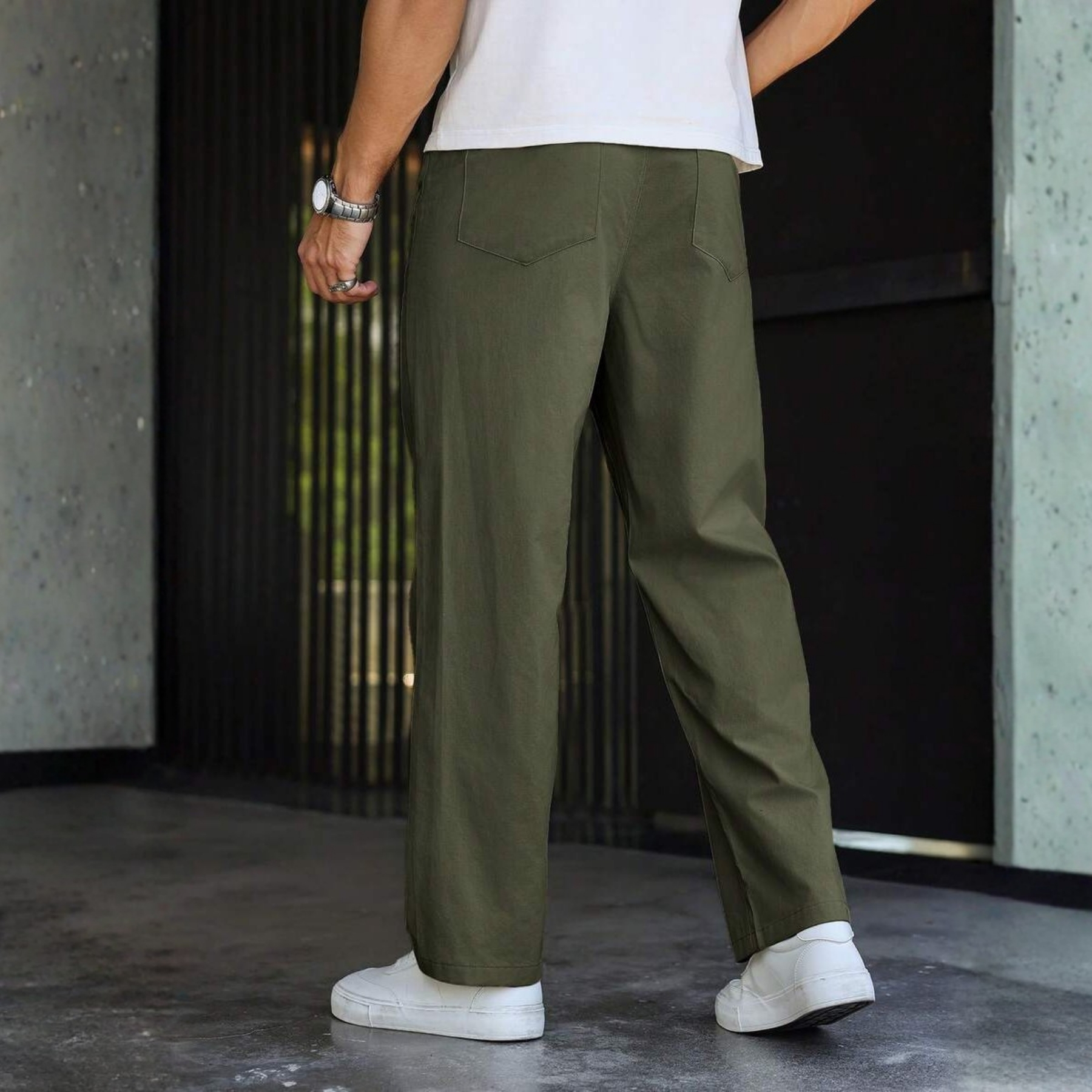 Straight Zipper Fly Modern Casual Trousers For Men