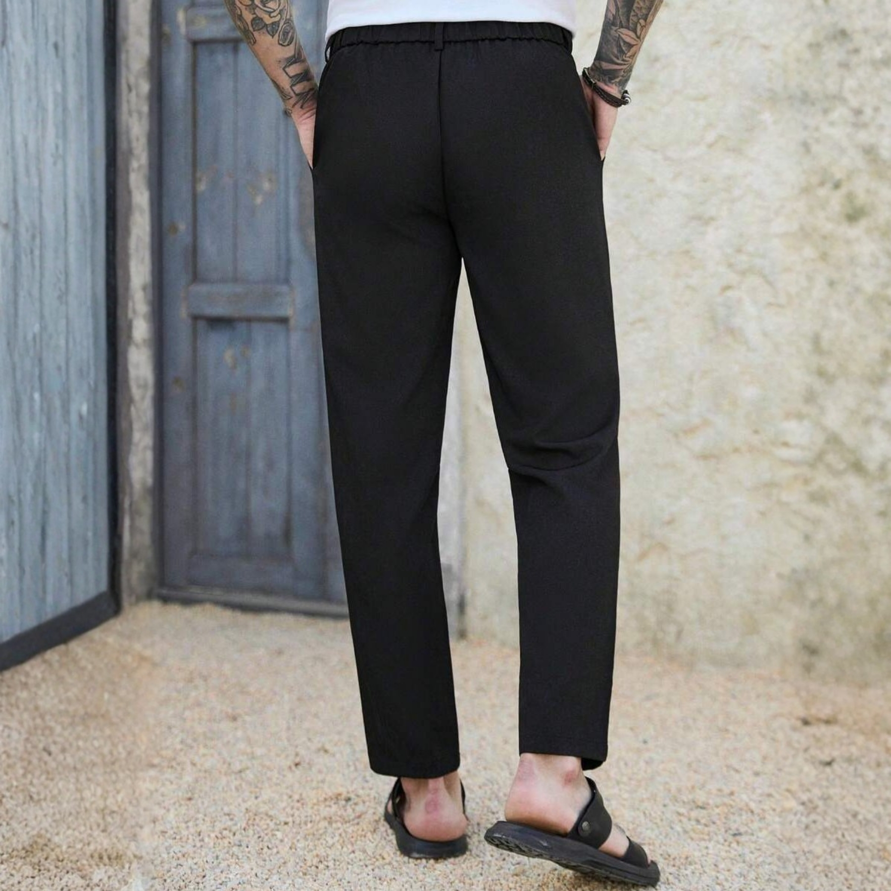 Straight Zipper Fly Modern Casual Trousers For Men