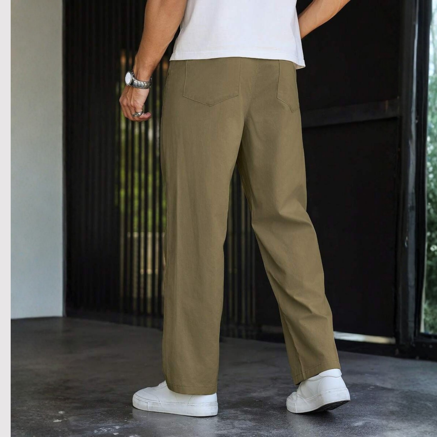 Straight Zipper Fly Modern Casual Trousers For Men