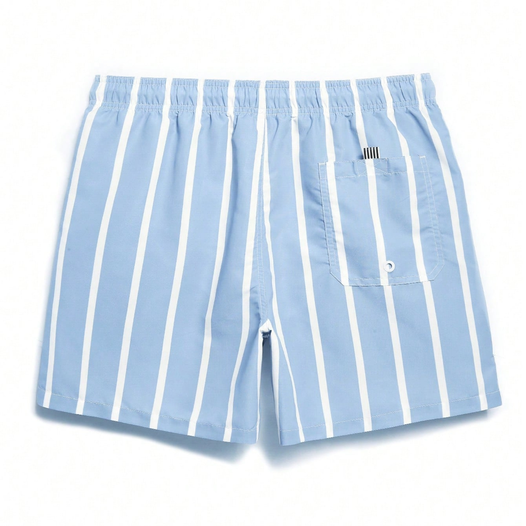 Striped Drawstring Swim Trunks With Pockets For Men