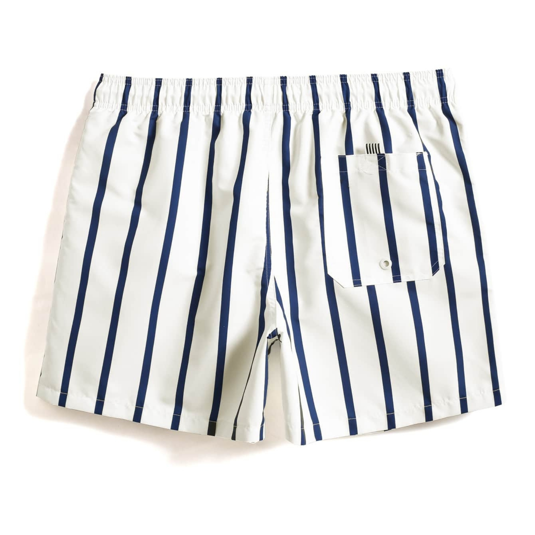 Striped Drawstring Swim Trunks With Pockets For Men