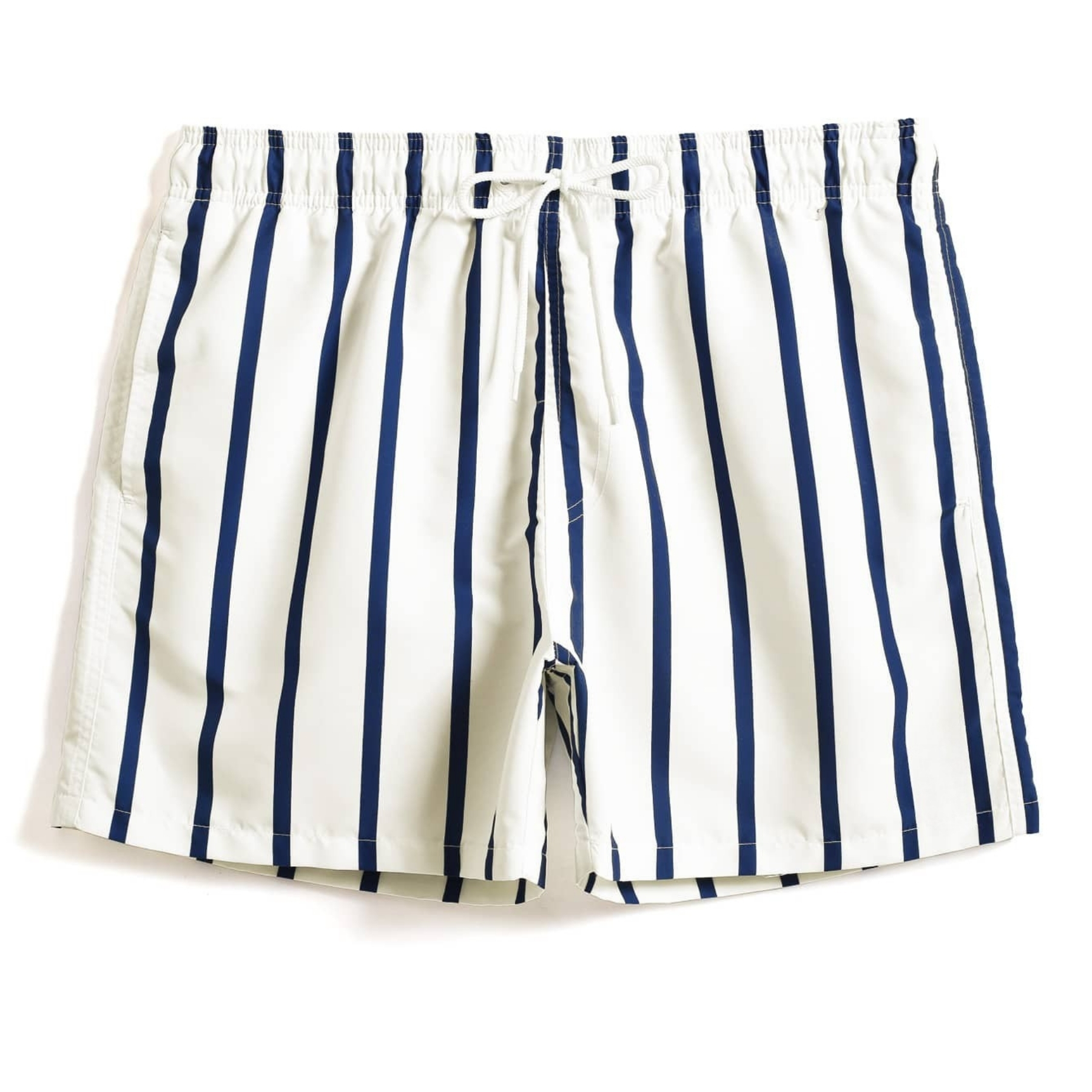 Striped Drawstring Swim Trunks With Pockets For Men