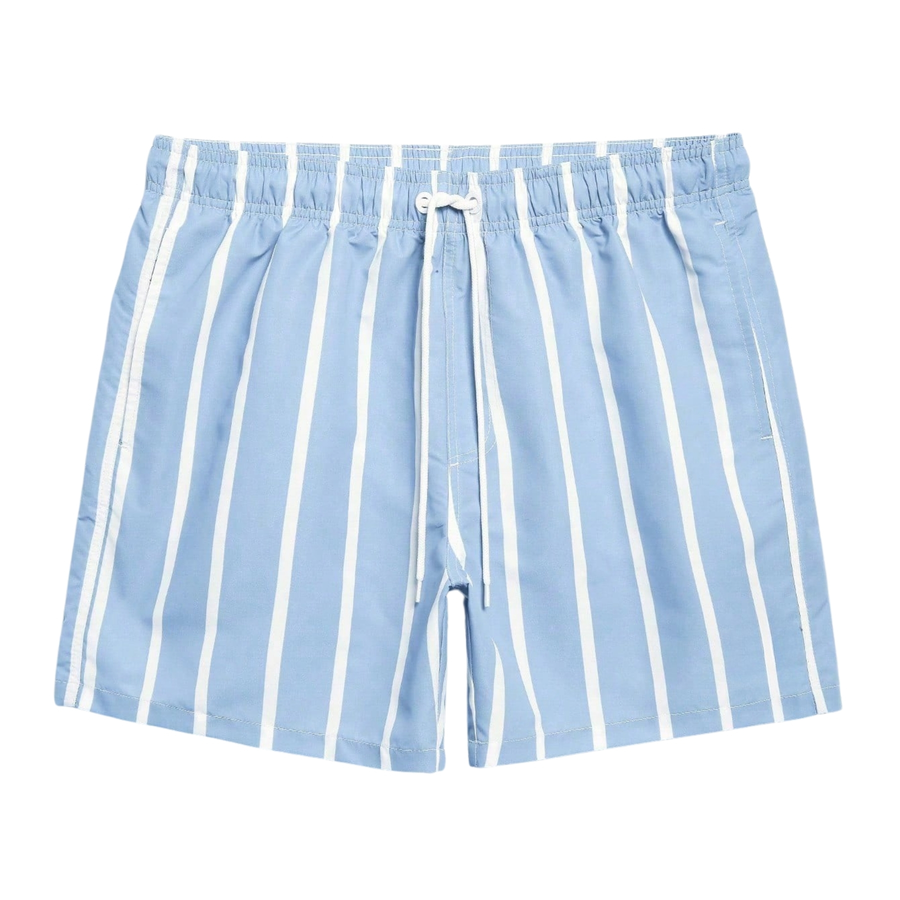 Striped Drawstring Swim Trunks With Pockets For Men